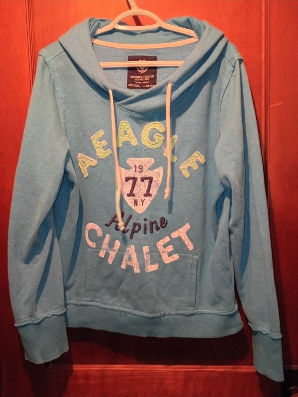 American Eagle Outfitters Light Blue Cowlneck Hoodie Sweater